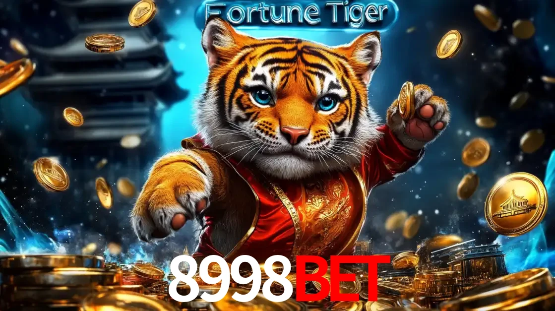 Imagem promocional do jogo de slot Fortune Tiger, com um tigre majestoso em traje tradicional cercado por uma fortuna em moedas de ouro, disponível agora no cassino 8998BET.